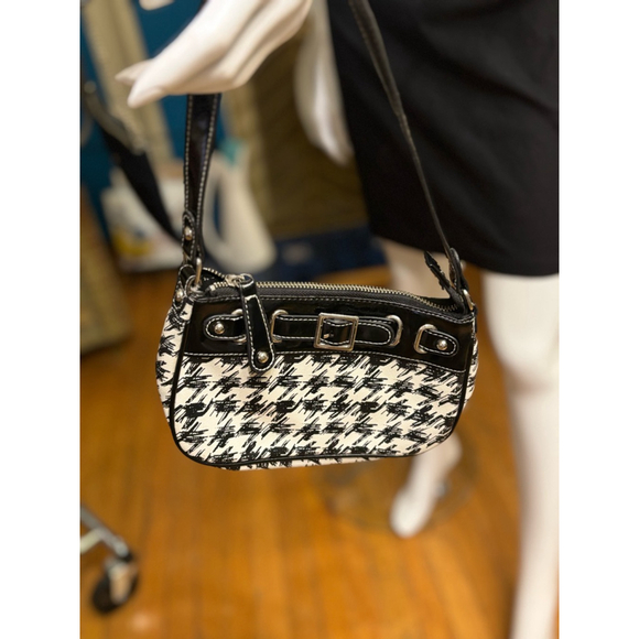 Merona Handbag Small Black White Houndstooth - Picture 1 of 3